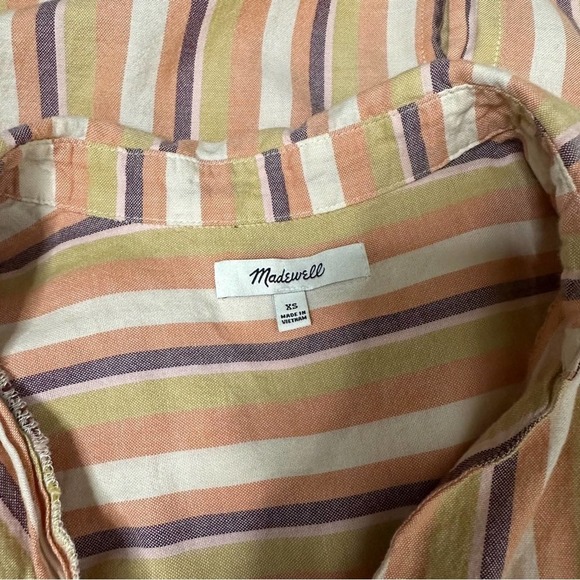 Madewell Courier Cotton Button-Back Popover Shirt in Rainbow Stripe Size XS $75 - Picture 9 of 10